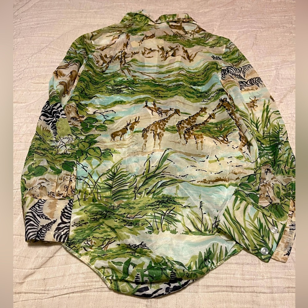 Vintage 1960s Safari Print Button-Up Bodysuit - Picture 9 of 13